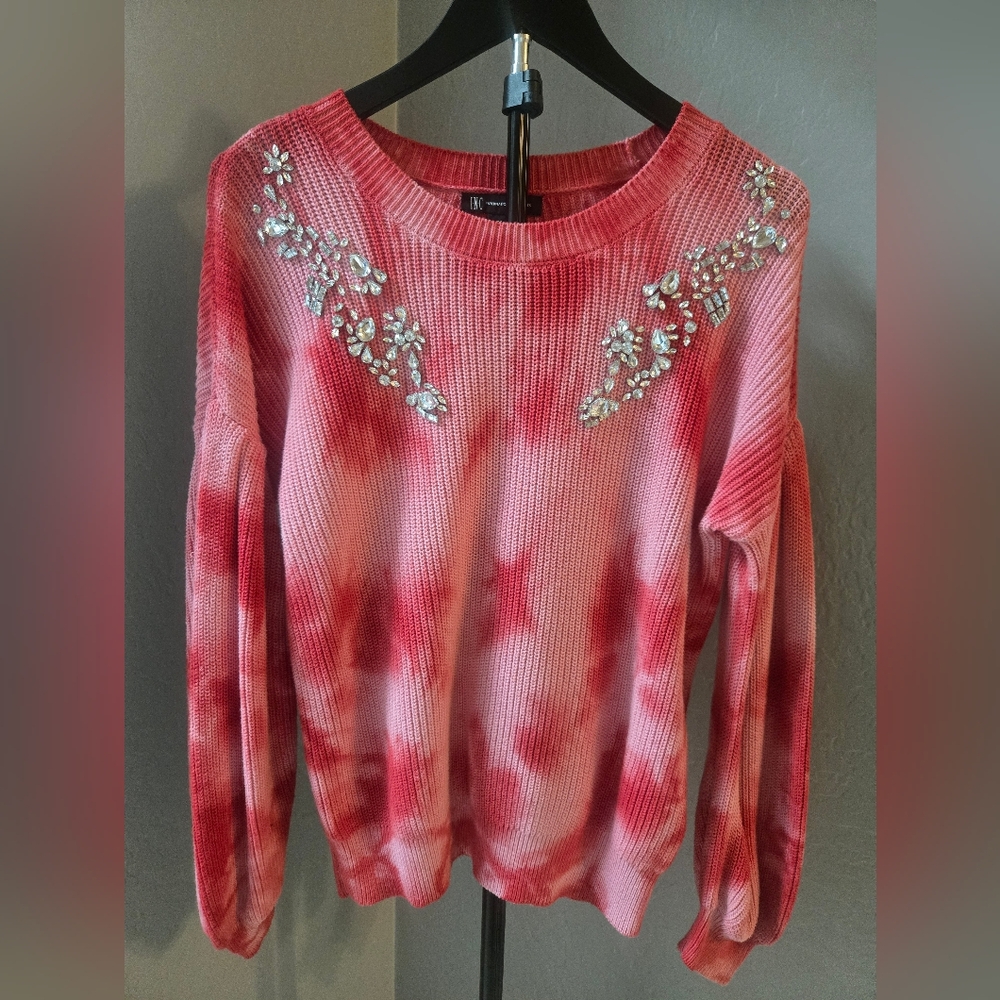 Tie-Dye Embellished Knit Sweater Size PS By INC